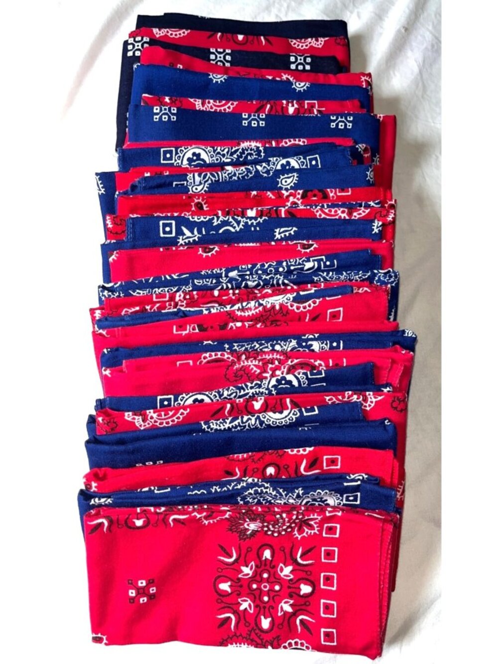 28 Bandana Napkins Red Blue Patriotic USA Cotton Picnic BBQ July 4 Parade Scarf